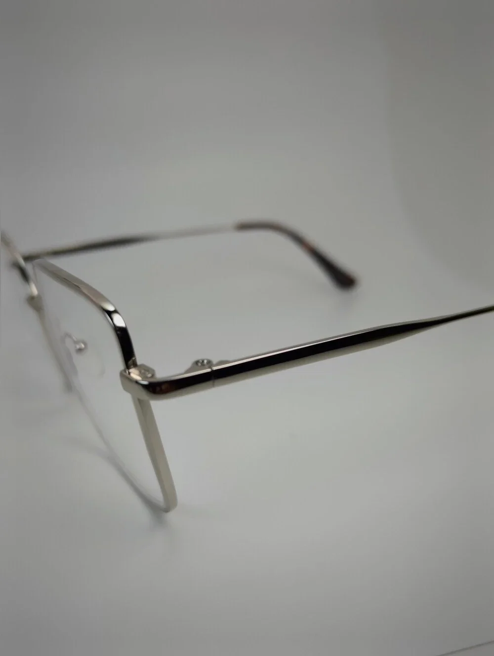 Bessie. Titiaium. Women's Oversized Square Metal Frame Glasses in Chrome.